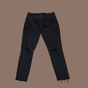 Judy Blue Black Wash Slim Fit Ankle Jeans Distressed Sz 13/31